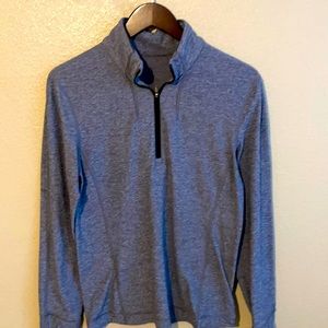 Lululemon blue with black trim pull over half zip shirt